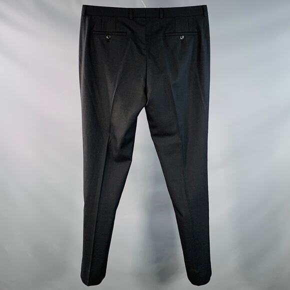 PAUL SMITH Size 38 Black Twill Wool Flat Front Dress Pants - Picture 2 of 5